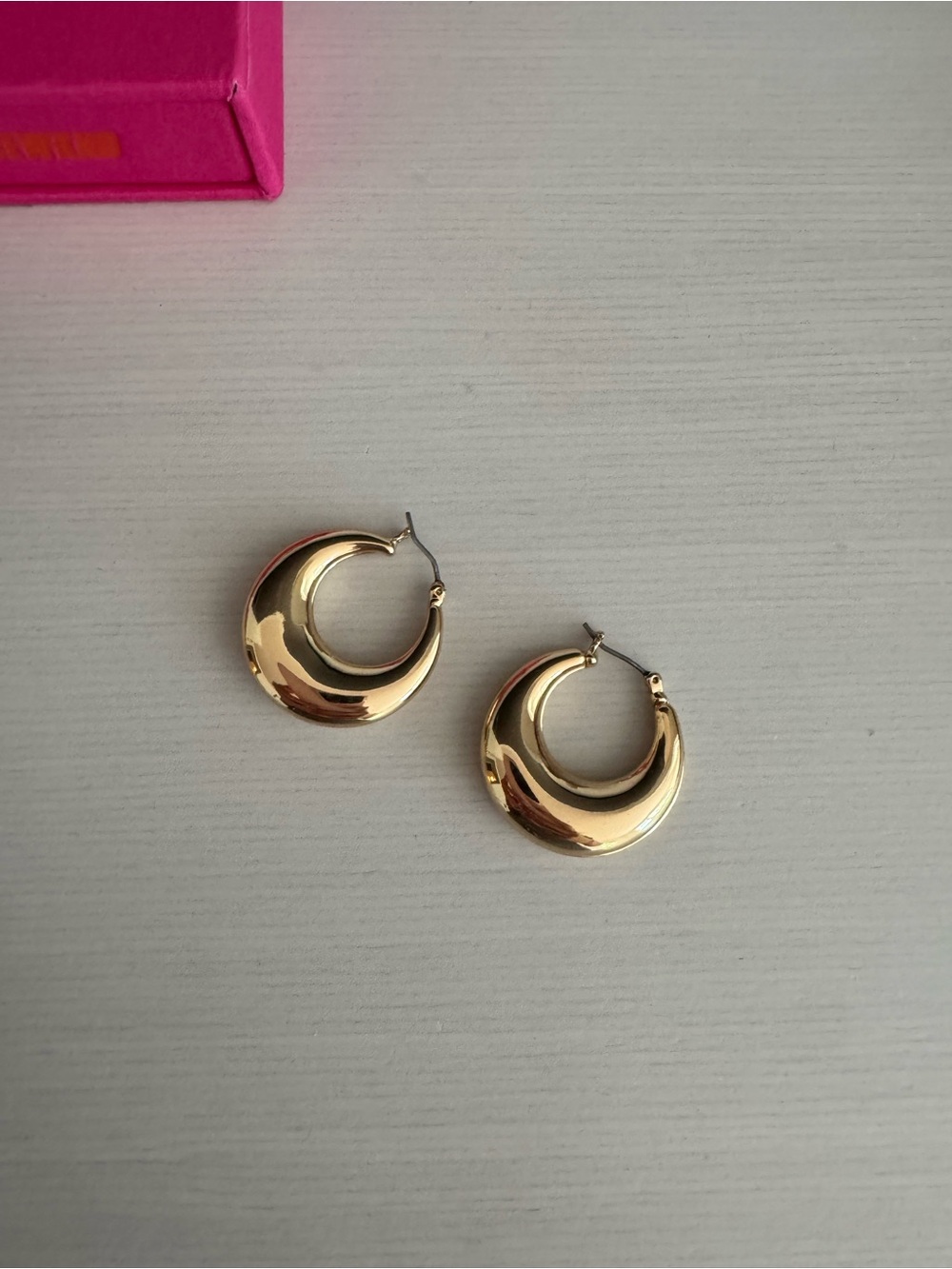 Gold Crescent Hoop Earrings - Women's Jewelry